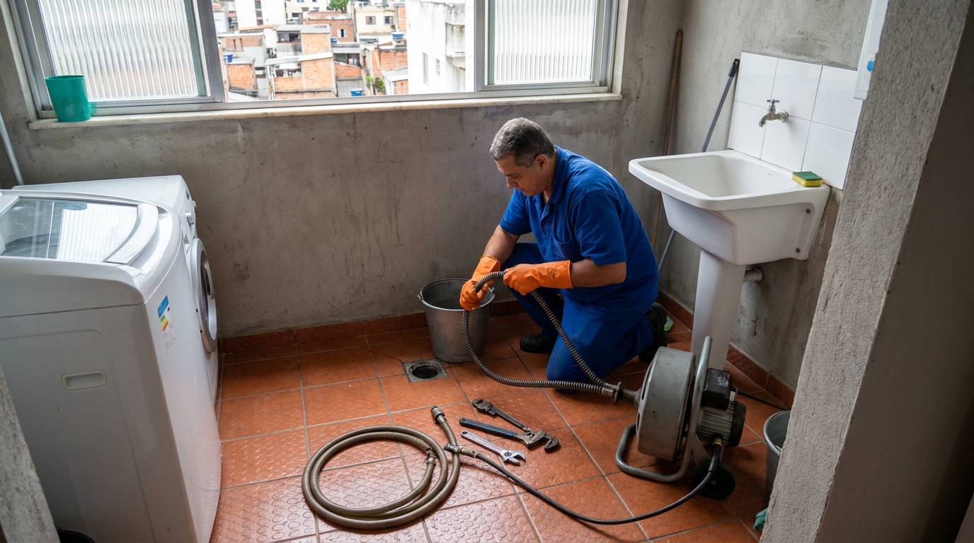Desentupimento de ralo com equipamento em Aparecida de Goiânia‑GO