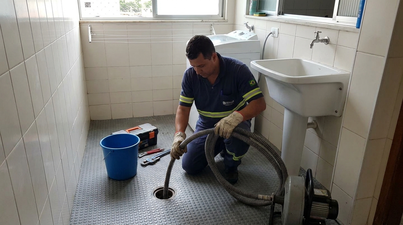 Desentupimento de ralo residencial em Aparecida de Goiânia‑GO