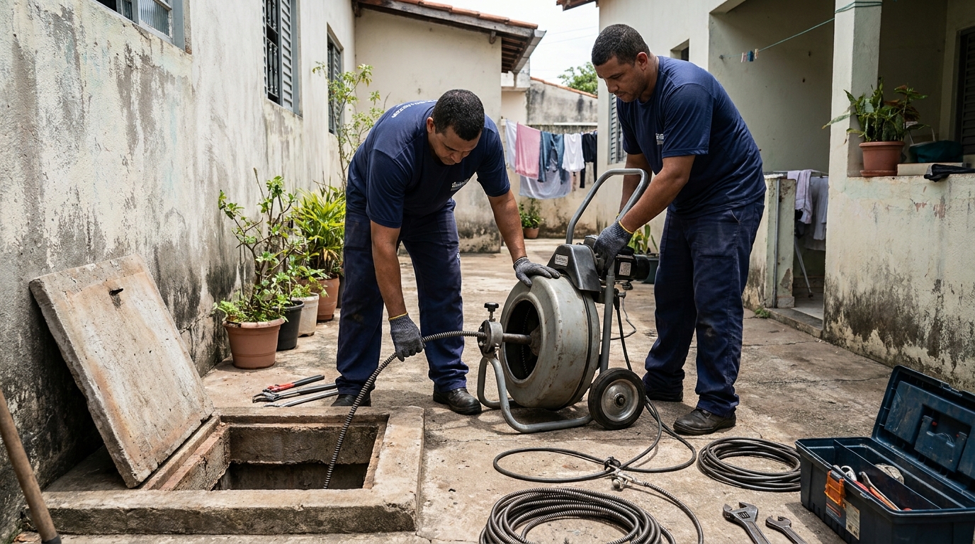 Desentupimento de rede de esgoto em Aparecida de Goiânia‑GO