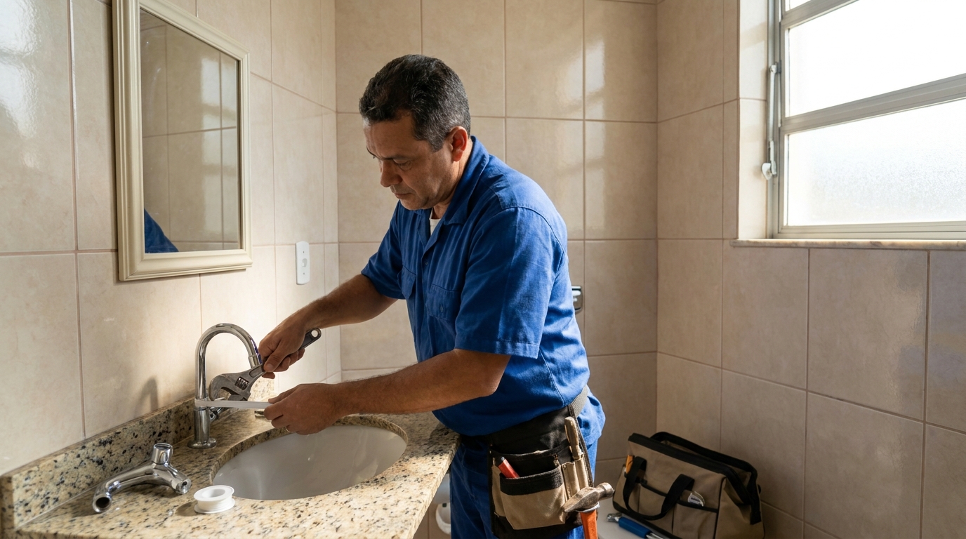 Instalação de torneira de banheiro em Aparecida de Goiânia‑GO