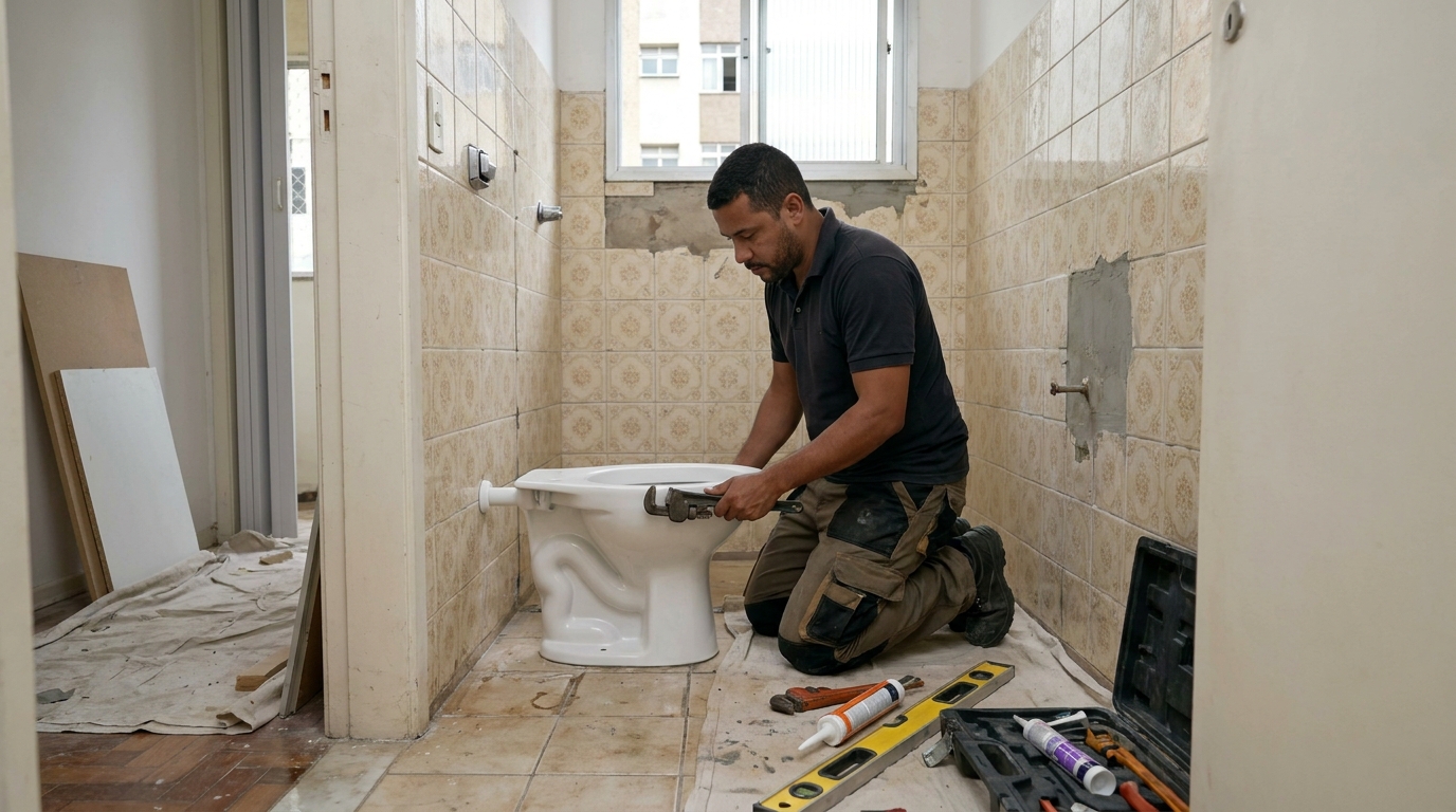 Instalação de vaso sanitário profissional em Aparecida de Goiânia‑GO